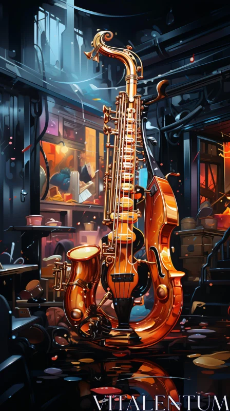 Abstract Art of Musical Instruments in a Workshop AI Image