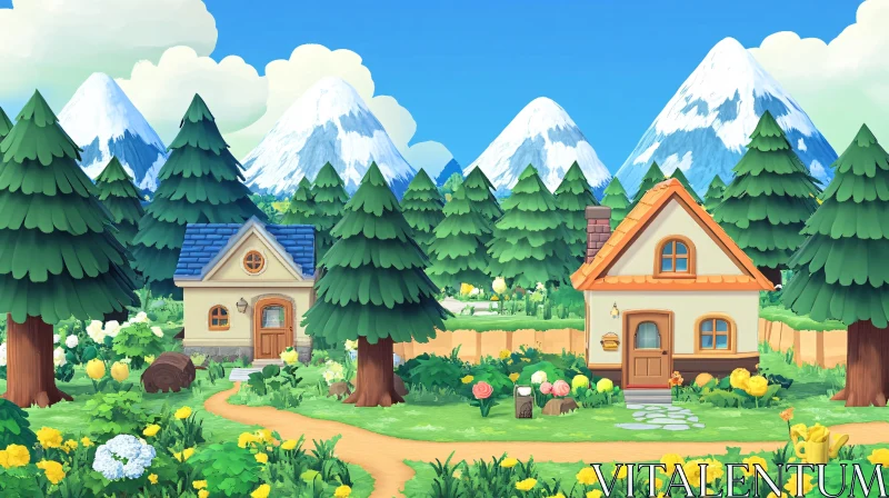 AI ART Picturesque Cottage Scene Amidst Nature