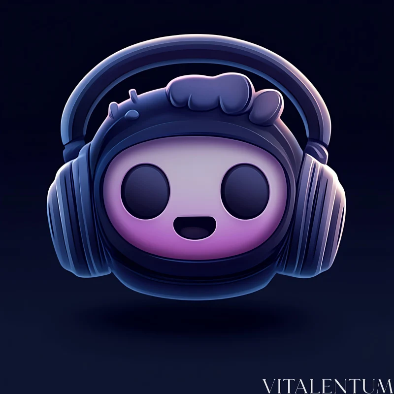 Cartoon Emoji with Oversized Headphones AI Image