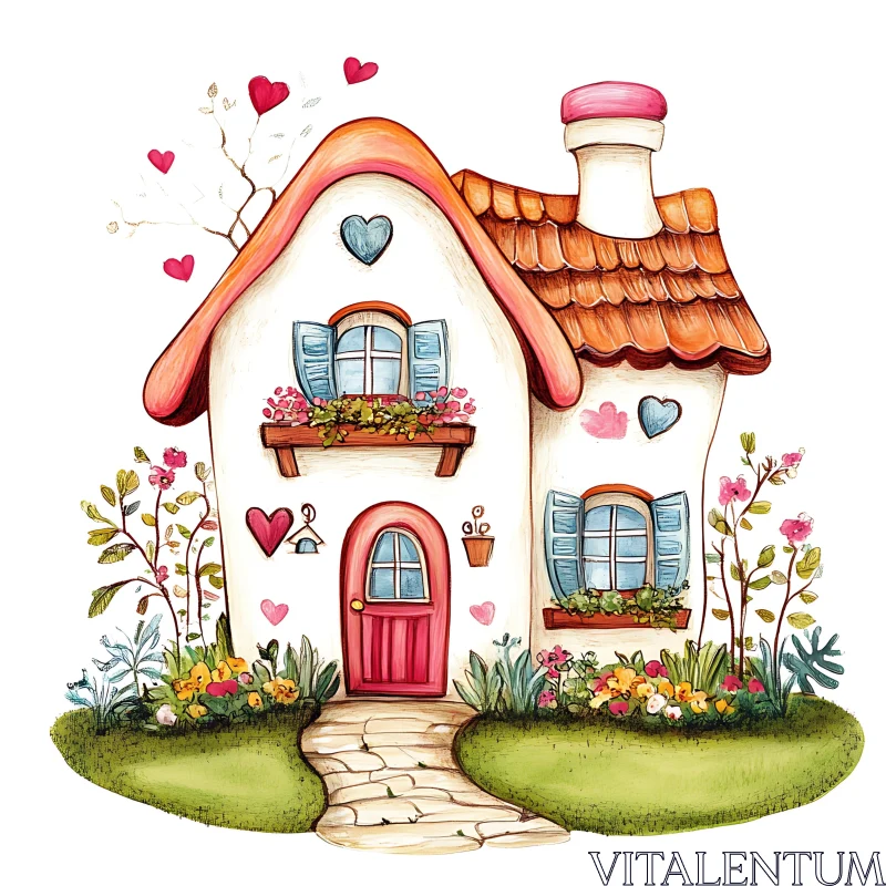 Charming Garden Cottage Art AI Image