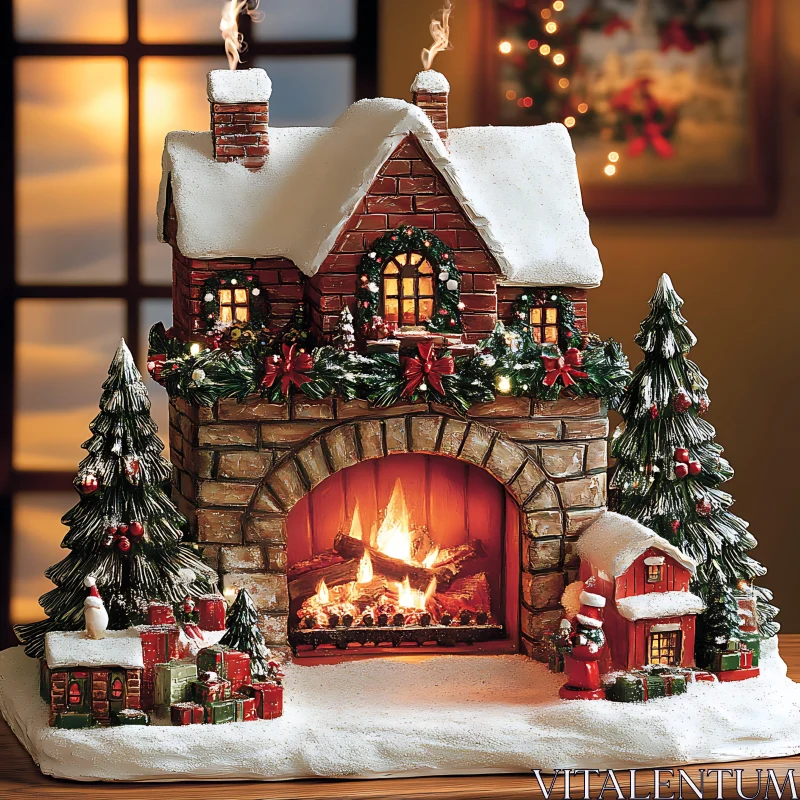 Festive Christmas Village Scene AI Image