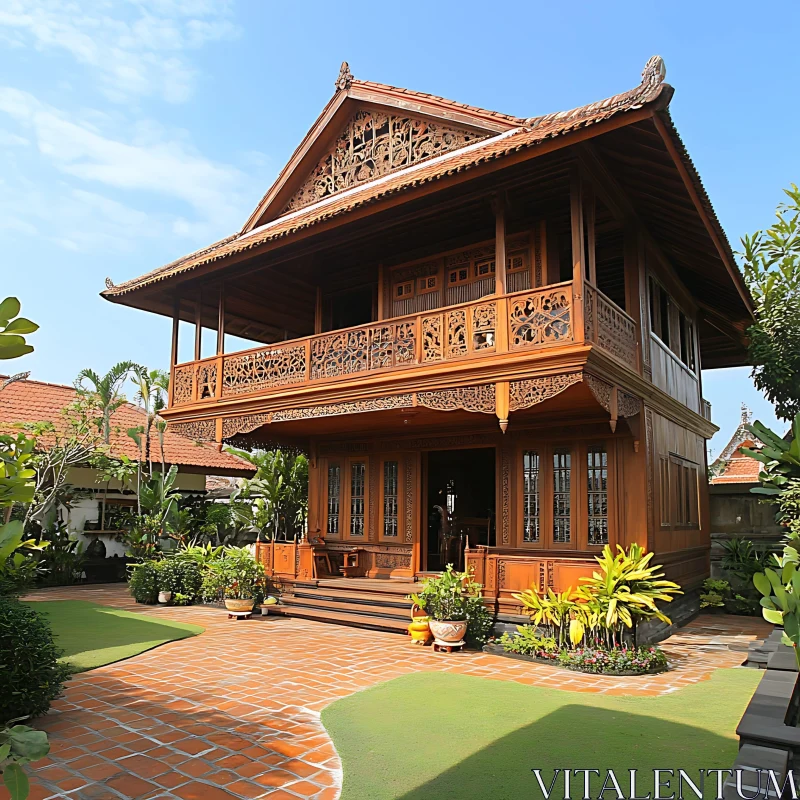 AI ART Exquisite Wooden House with Intricate Details