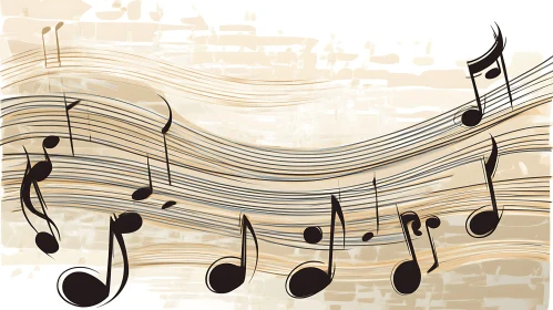 Artistic Wave of Musical Notes