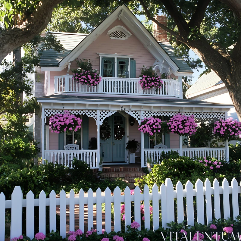 Picturesque Victorian House with Beautiful Garden AI Image