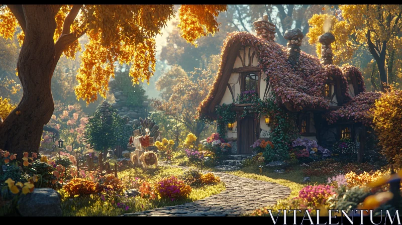 AI ART Charming Cottage in Fall