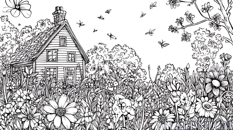 Charming Cottage with Wildflower Garden AI Image