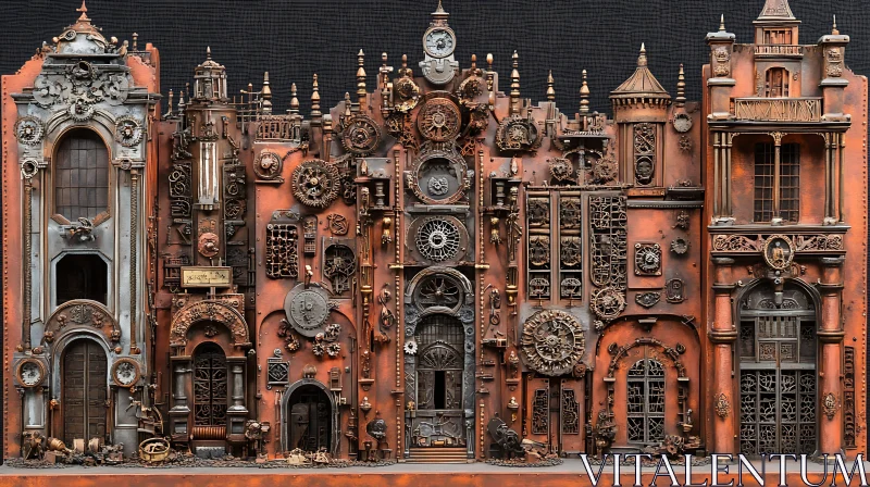 Steampunk Building With Mechanical Features AI Image