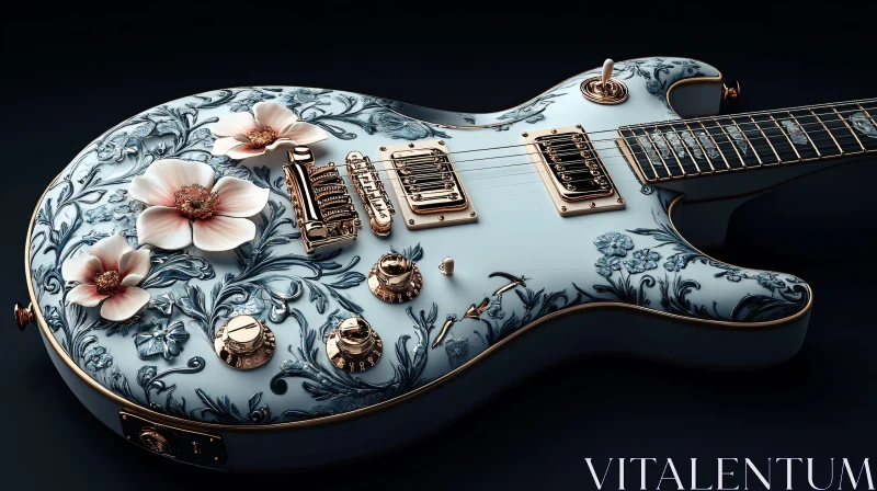Ornate Electric Guitar with Floral Design