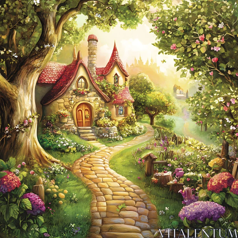 Enchanting Cottage with Garden Path AI Image