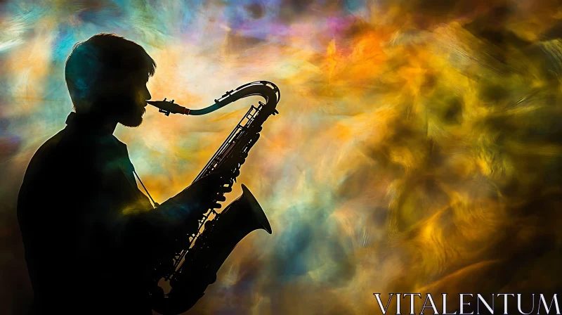 Jazz Musician in Colorful Silhouette