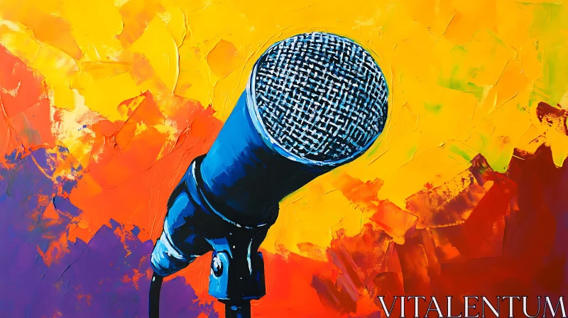 Vibrant Abstract Microphone Art AI Image