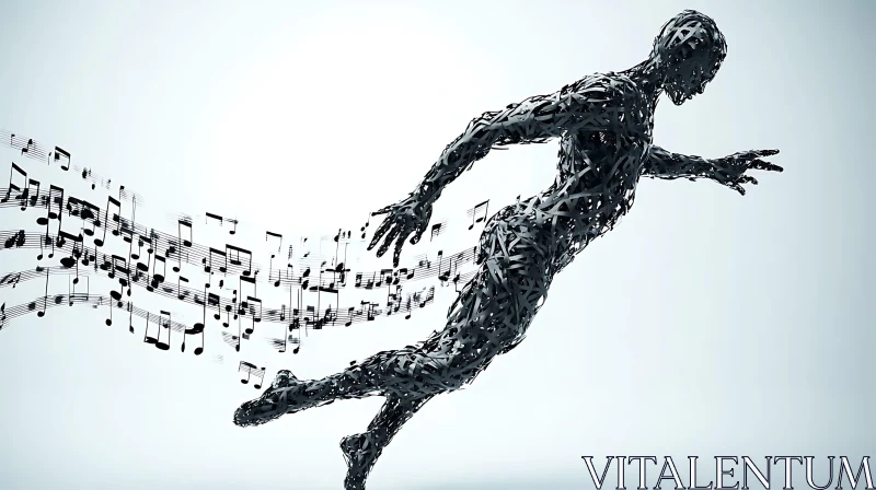 Dynamic Human Sculpture and Music AI Image