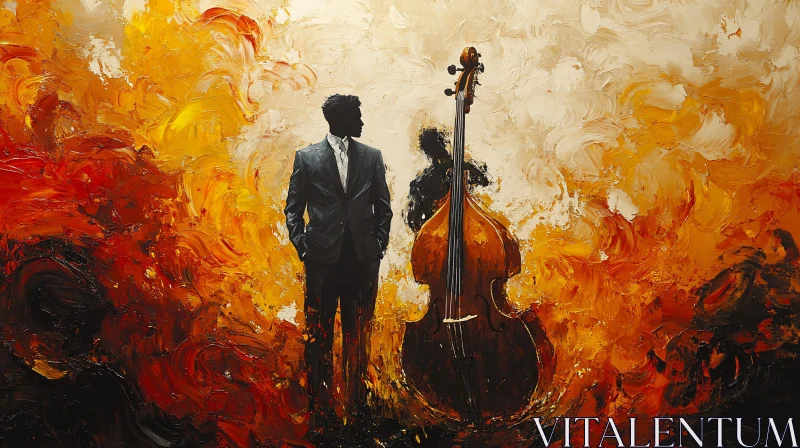 AI ART Abstract Silhouette with Double Bass