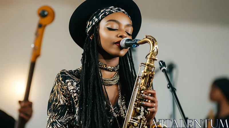 Saxophonist Performing on Stage AI Image