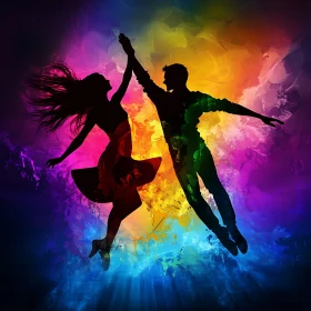 Colorful Silhouette Dance Art