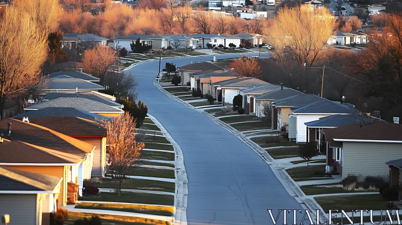 Peaceful Residential Street in Suburban Area AI Image