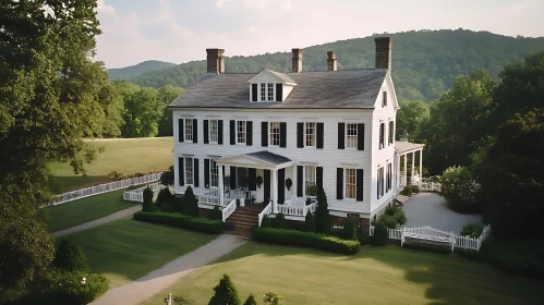 Colonial House with Lush Green Lawn