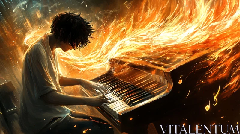 Piano Magic: Flames of Passion AI Image