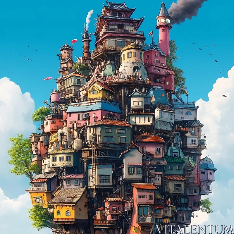 AI ART Whimsical Multi-House Structure