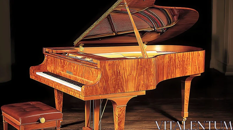 Beautiful Wooden Grand Piano with Open Lid AI Image