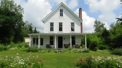 Serene White House in Scenic Countryside