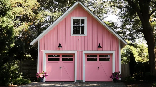 Delightful Pink Country Home with Garages