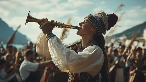 Outdoor Celebration with Trumpet Music