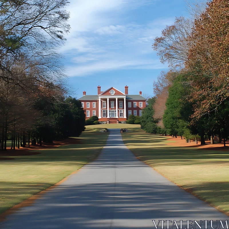 Grand Mansion Surrounded by Autumn Foliage AI Image