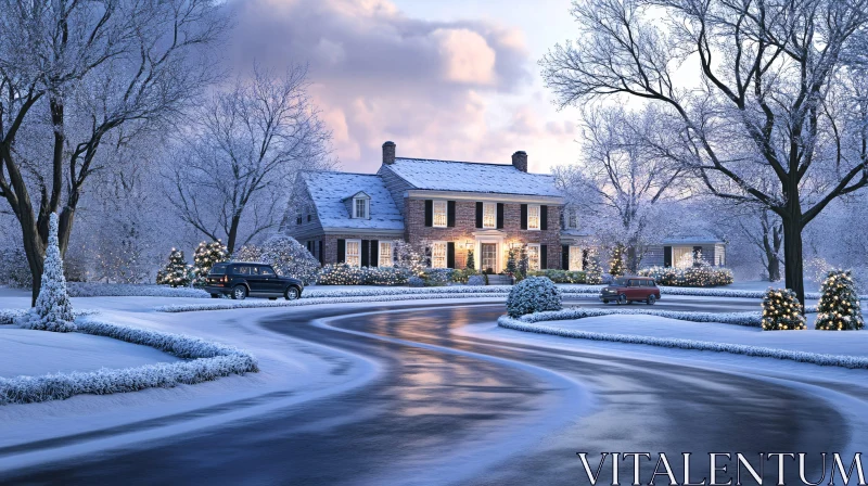 AI ART Elegant House in Winter Wonderland