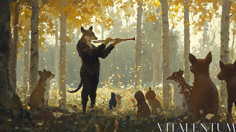 Enchanted Woodland Animals Gather for a Mystical Concert AI Image