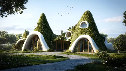 Sustainable House with Plant-Covered Roofs