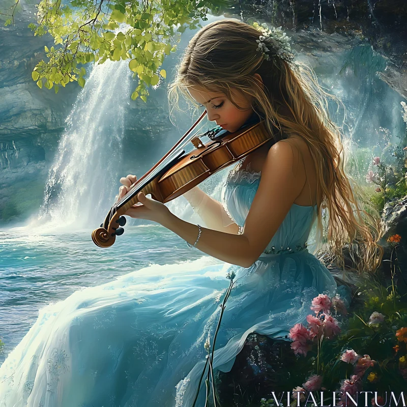 AI ART Tranquil Violinist in Natural Harmony