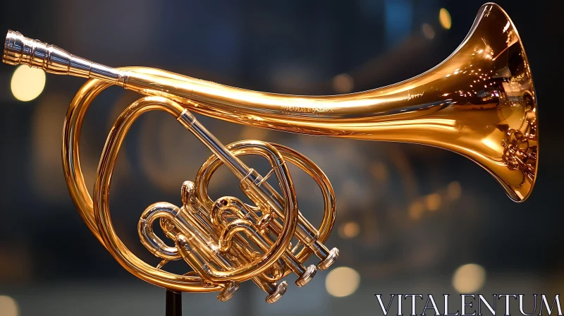 Intricate Brass Instrument in Focus AI Image