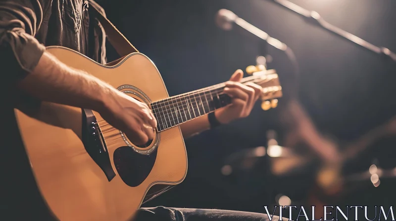 Live Acoustic Guitar Performance on Stage AI Image