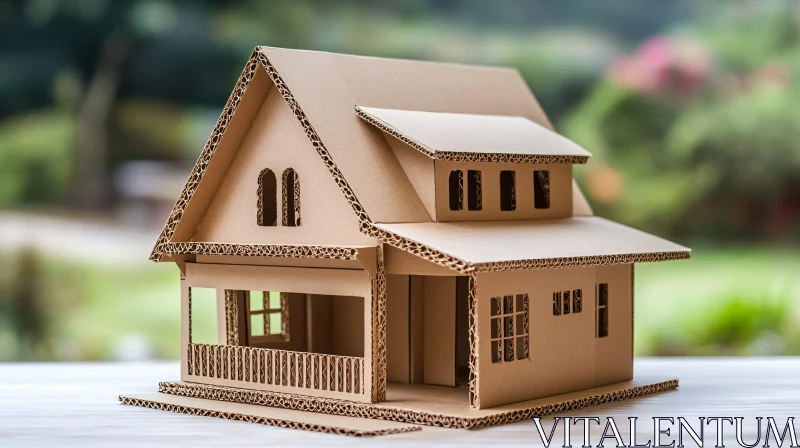 Handmade Miniature Cardboard House AI Image