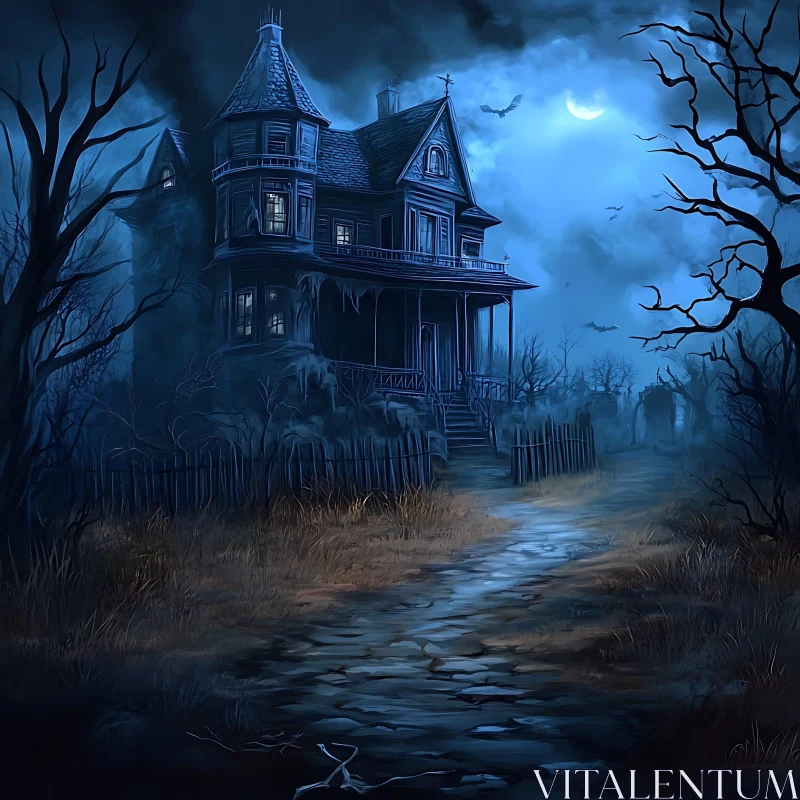 AI ART Gothic Spooky Mansion at Night