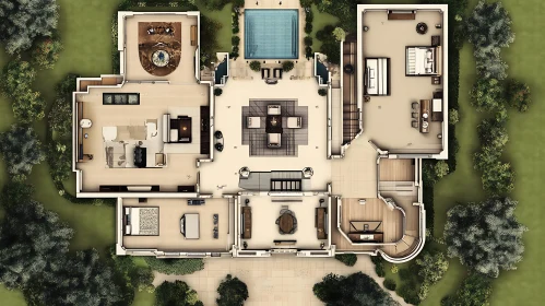 Luxurious House Floor Plan with Detailed Layout