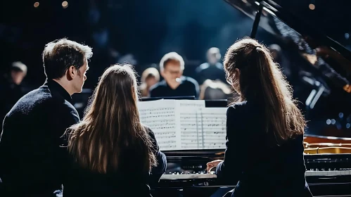 Musicians Playing Piano on Stage