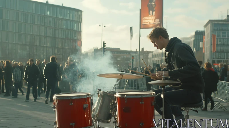 Street Performance by Drummer AI Image