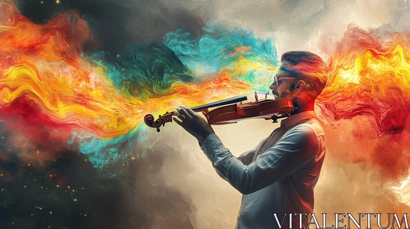 Colorful Energy Violinist AI Image