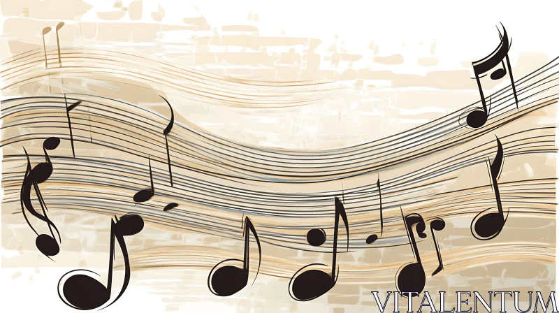 Artistic Wave of Musical Notes AI Image