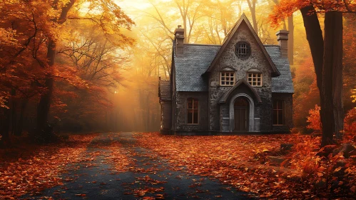 Enchanting Autumn House in the Woods