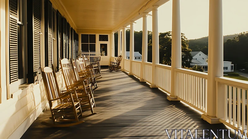 Peaceful Veranda at Sunset AI Image