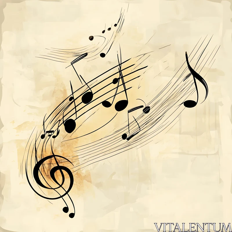 Vintage-Inspired Musical Notation Abstract Art AI Image