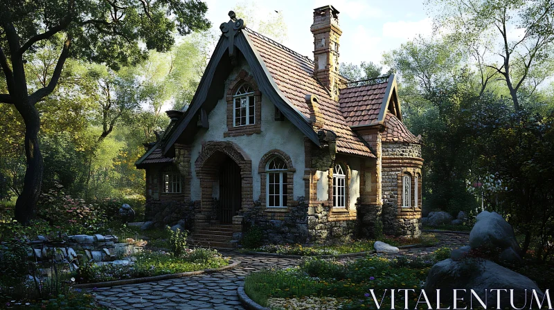 Enchanted Forest Cottage AI Image