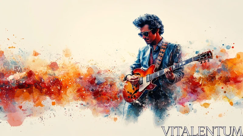 AI ART Musician and Guitar in Colorful Artistic Expression