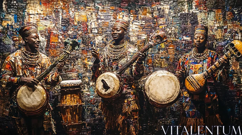 Vivid Portrait of African Musicians AI Image