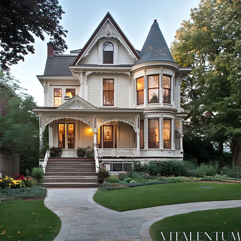 Charming Victorian-style Home Surrounded by Nature AI Image