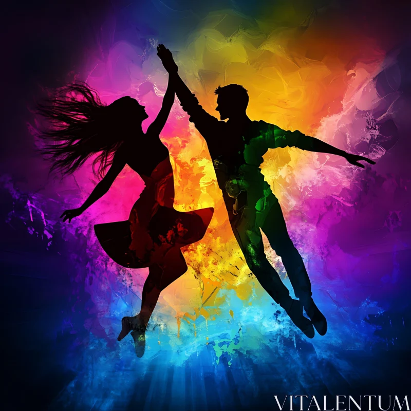 Colorful Silhouette Dance Art AI Image