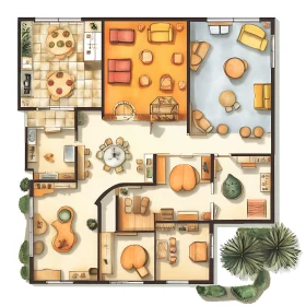 Apartment Layout with Furnishings